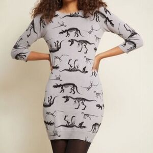 Dinosaur MODCLOTH Novelty Fossil Pattern Sweater Dress XS